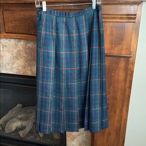 Vintage Pendleton classic preppy plaid hidden floral pleated skirt 14 Petite